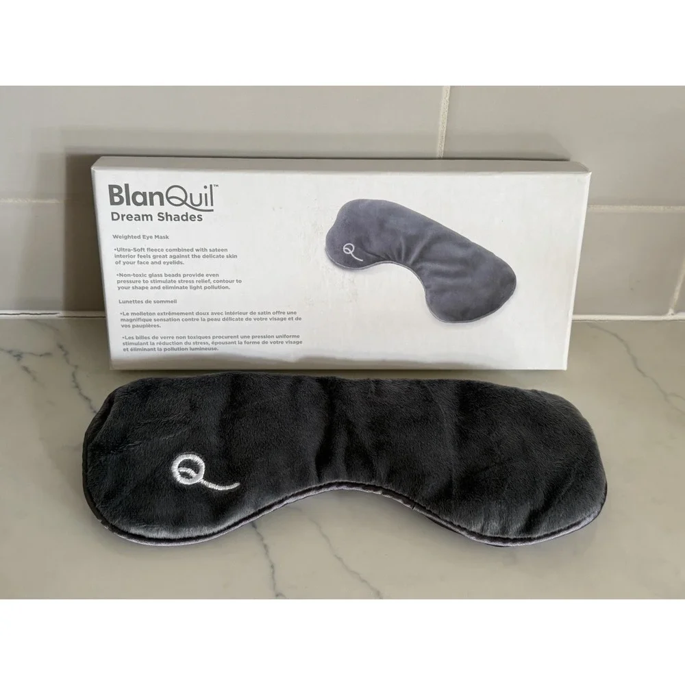 BlanQuil Dream Shades Weighted Eye Mask Single Sleep Mask Gray Fleece Sateen